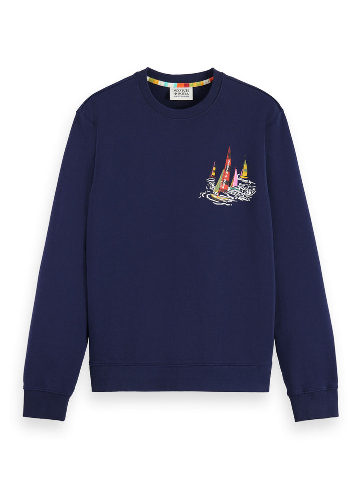 Boating Artwork Sweatshirt in Navy Blue AOP | Buster McGee