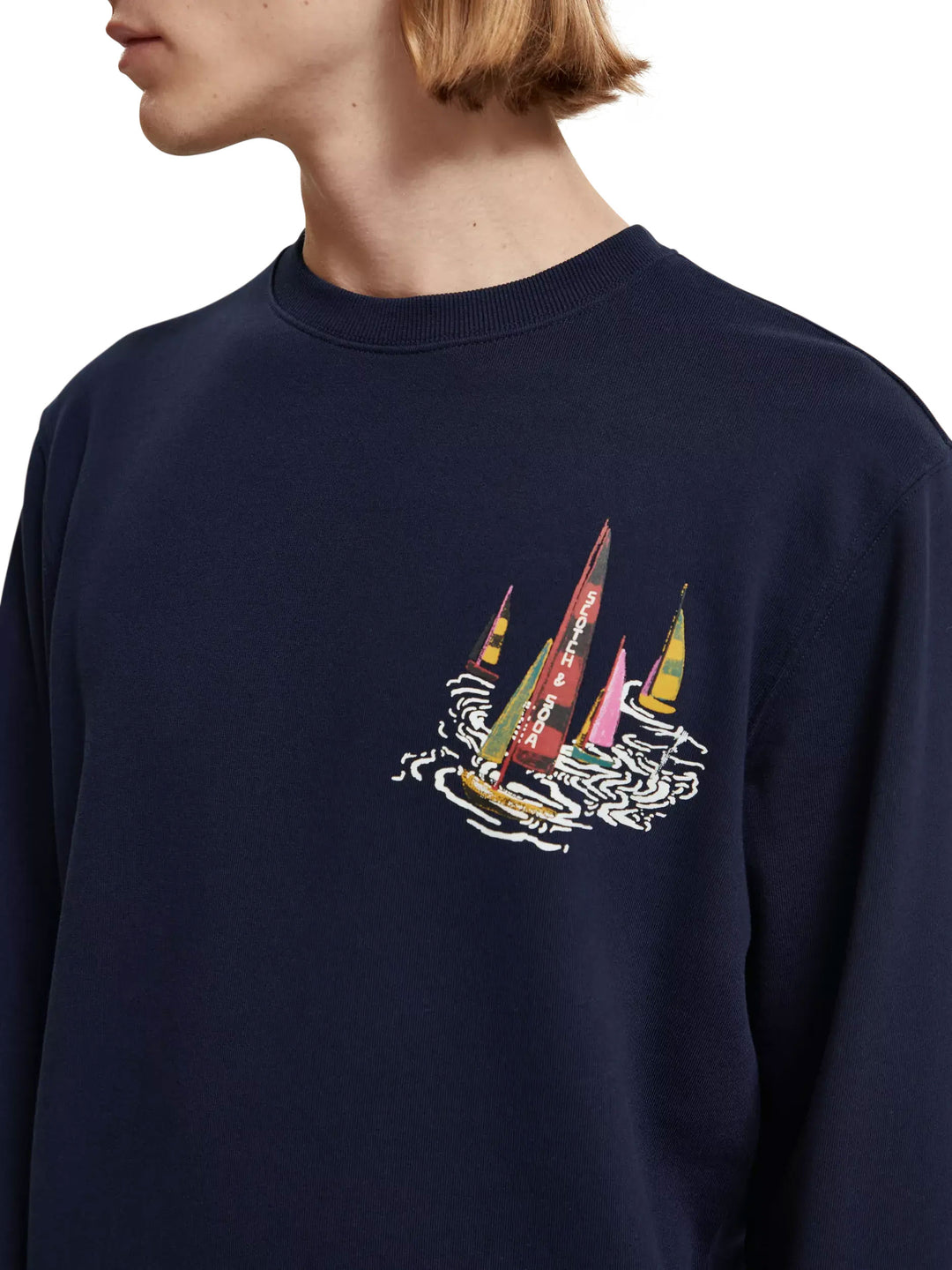 Boating Artwork Sweatshirt in Navy Blue AOP | Buster McGee