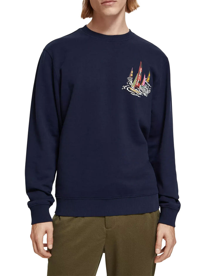 Boating Artwork Sweatshirt in Navy Blue AOP | Buster McGee