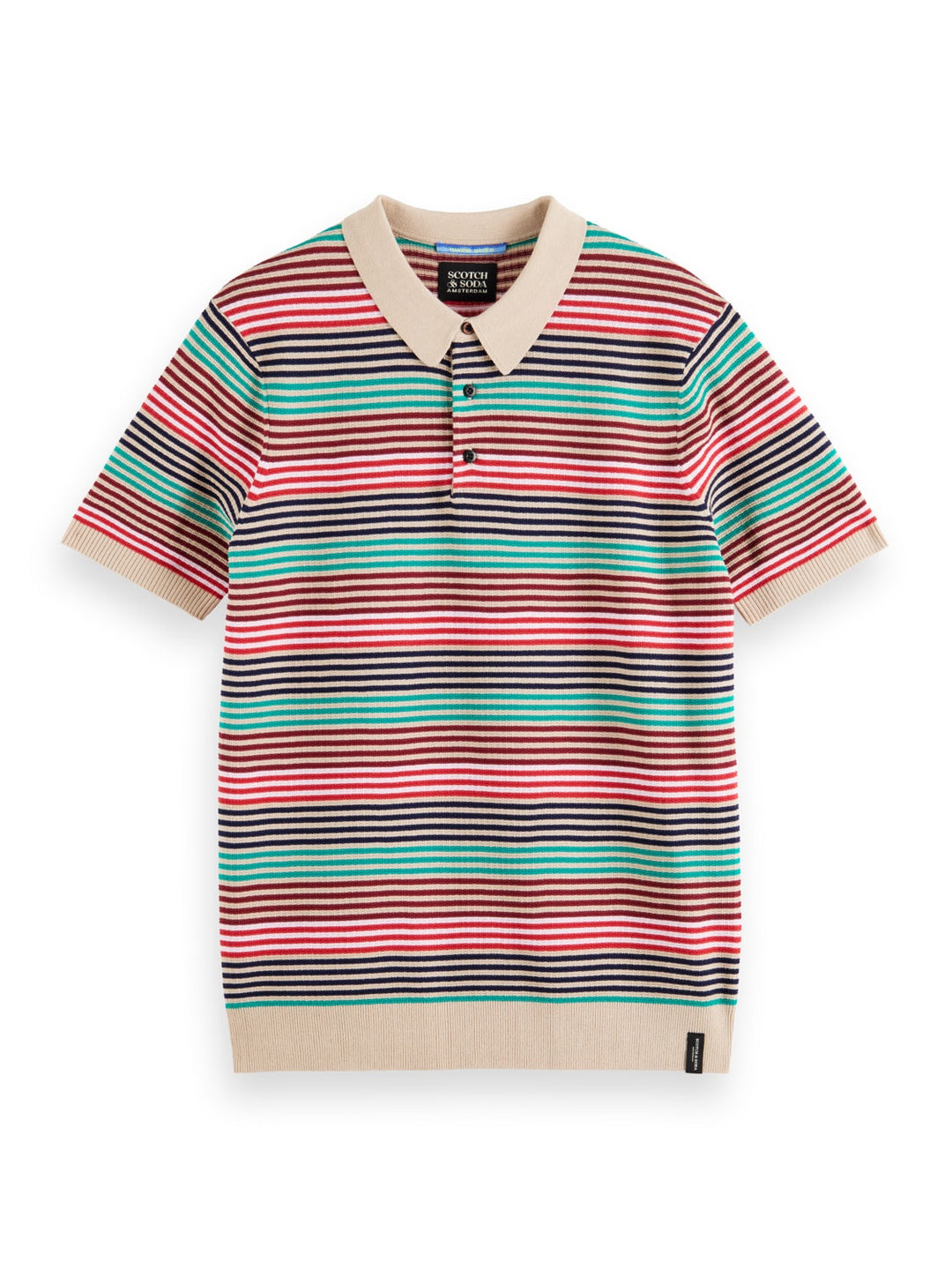 Structured Striped Knitted Polo in Multi Stripe | Buster McGee