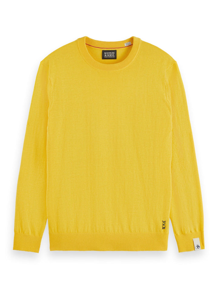 Linen Blend Crewneck Pullover in Nautical Yellow | Buster McGee