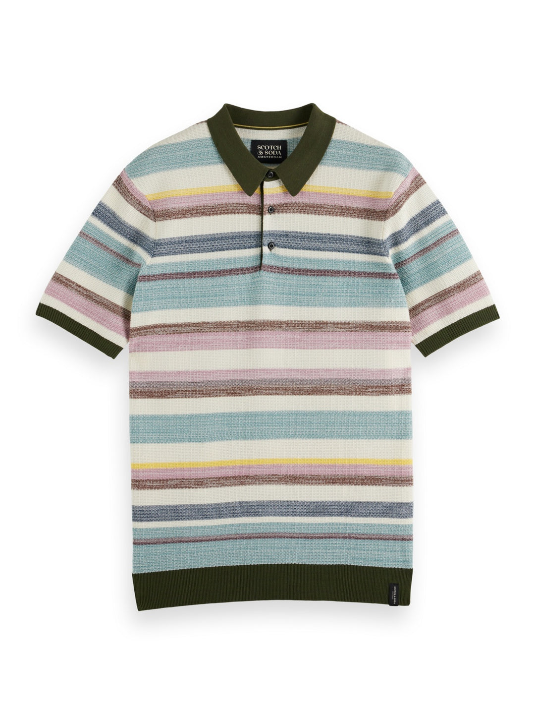 Scotch & Soda - Structure Knitted Polo in Multi Stripe | Buster McGee