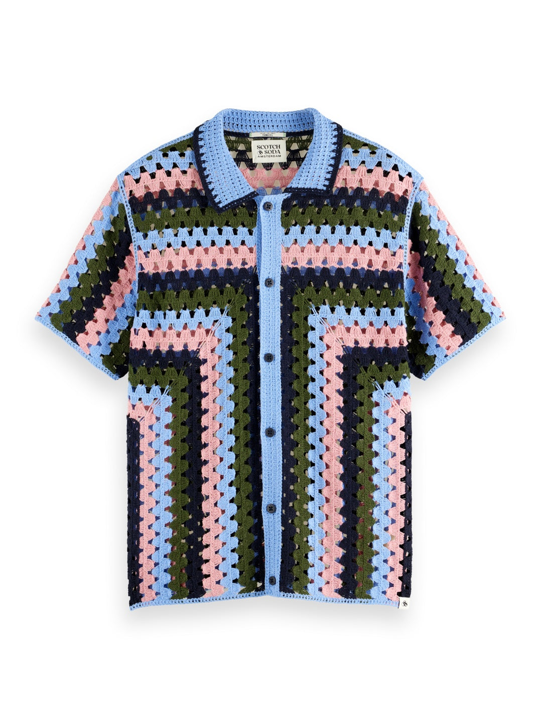 Crochet Knitted SS Polo in Multi Stripe | Buster McGee Daylesford