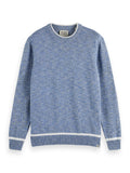 Regular Fit Cotton-Blend Crewneck Knit in Blue Melange | Buster McGee