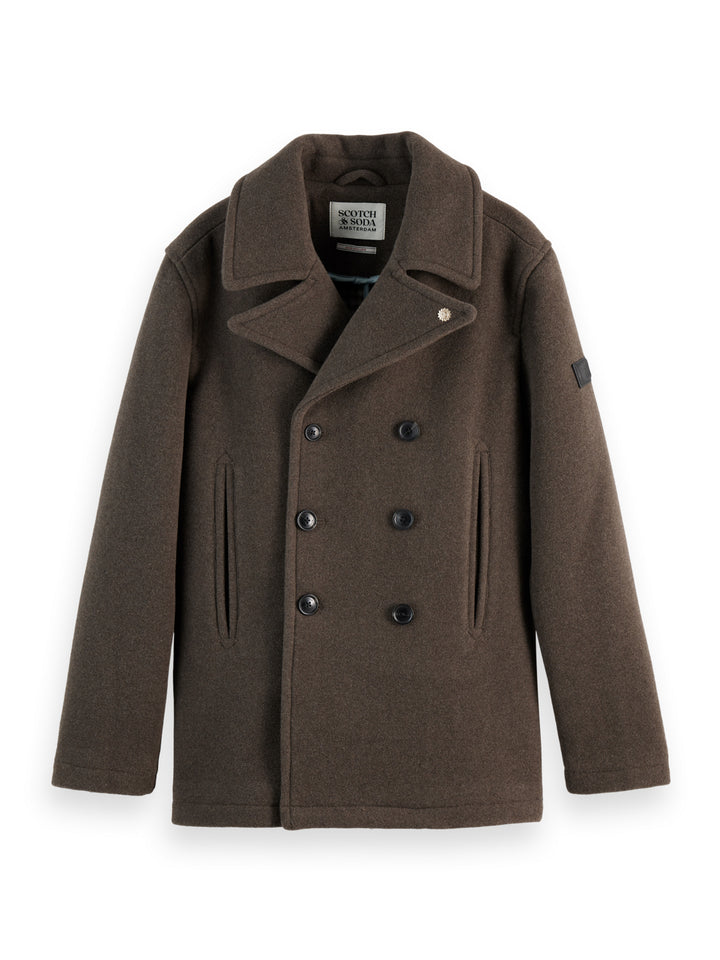 Scotch & Soda Wool Blend Peacoat in Coffee | Buster McGee