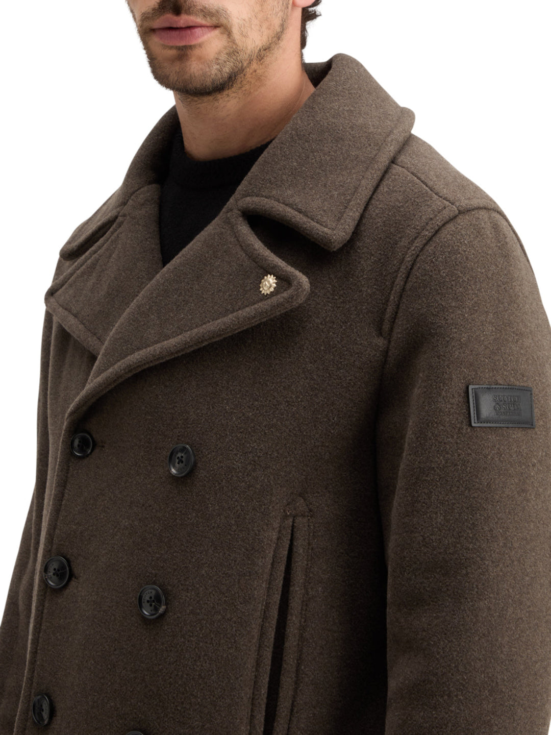 Scotch & Soda Wool Blend Peacoat in Coffee | Buster McGee