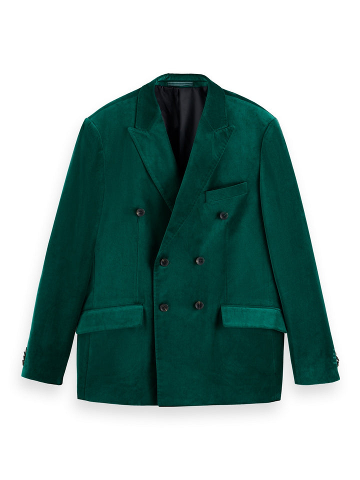 Scotch & Soda Double Breasted Velvet Blazer in Green | Buster McGee