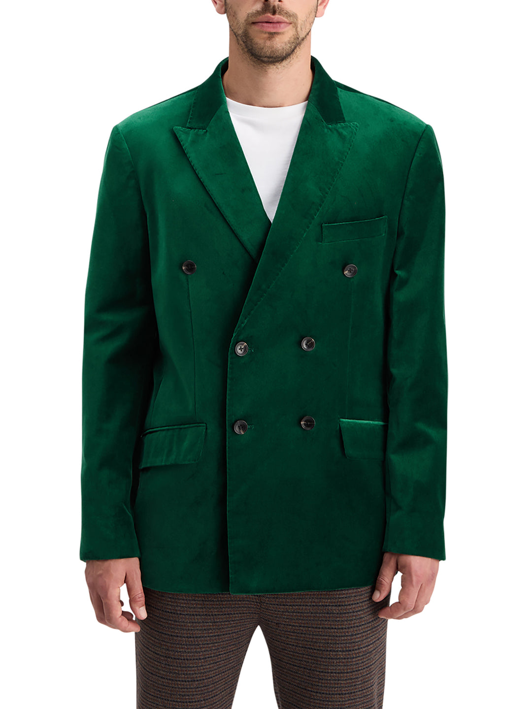Scotch & Soda Double Breasted Velvet Blazer in Green | Buster McGee