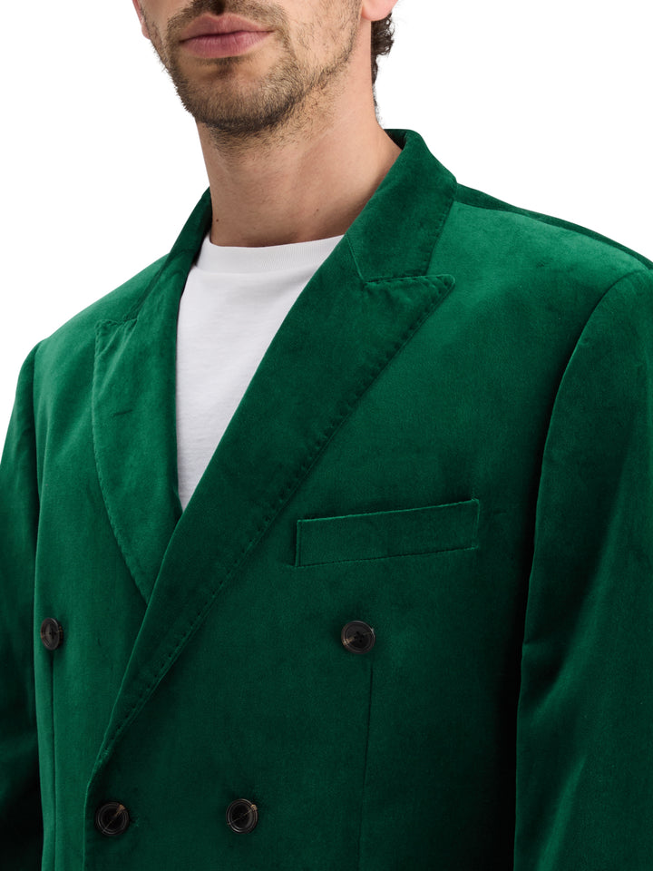 Scotch & Soda Double Breasted Velvet Blazer in Green | Buster McGee