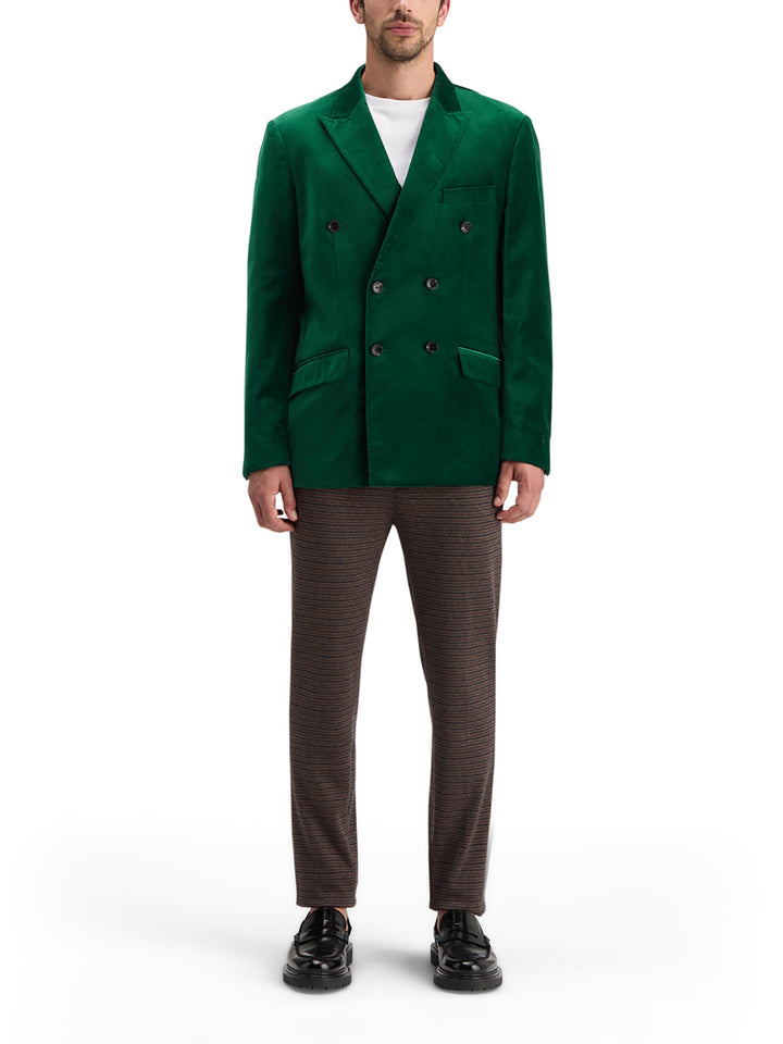 Scotch & Soda Double Breasted Velvet Blazer in Green | Buster McGee