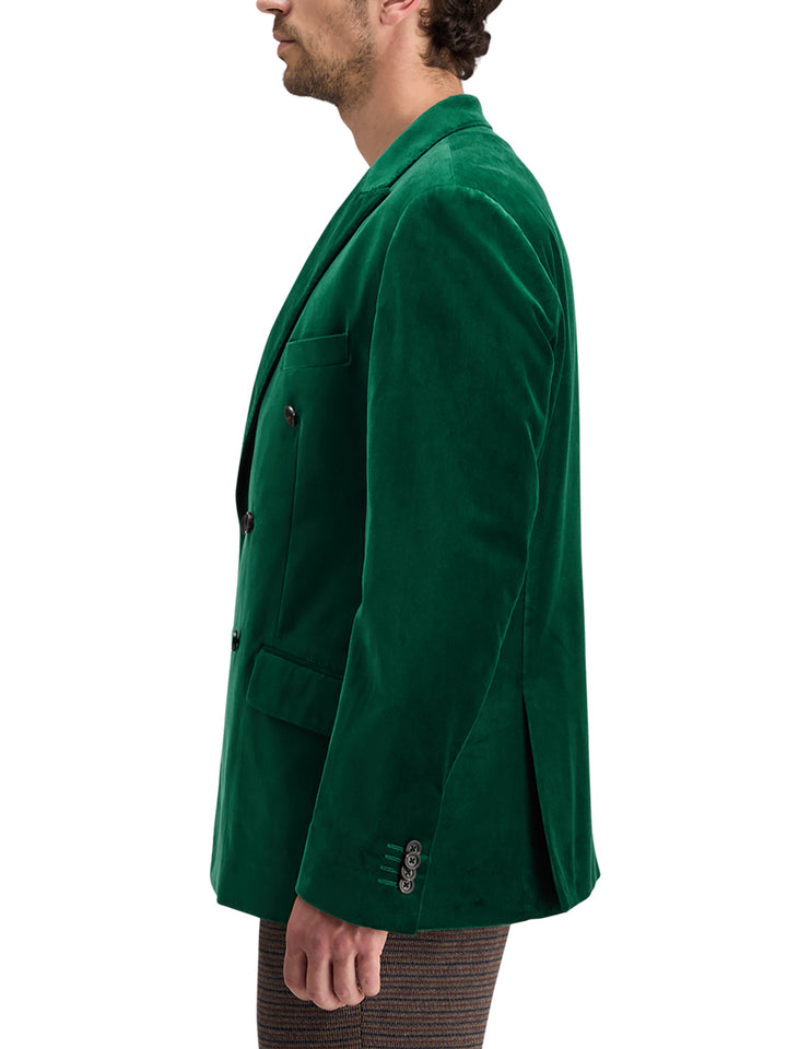 Scotch & Soda Double Breasted Velvet Blazer in Green | Buster McGee