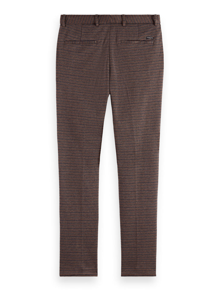 Scotch & Soda Mott Knitted Slim Fit Chino in Night Brown Mini Check