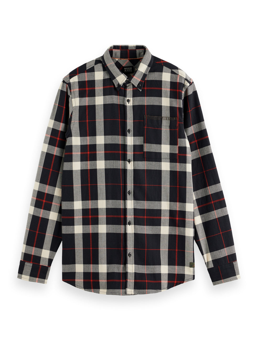 Scotch & Soda Herringbone Check Shirt in Black Check | Buster McGee