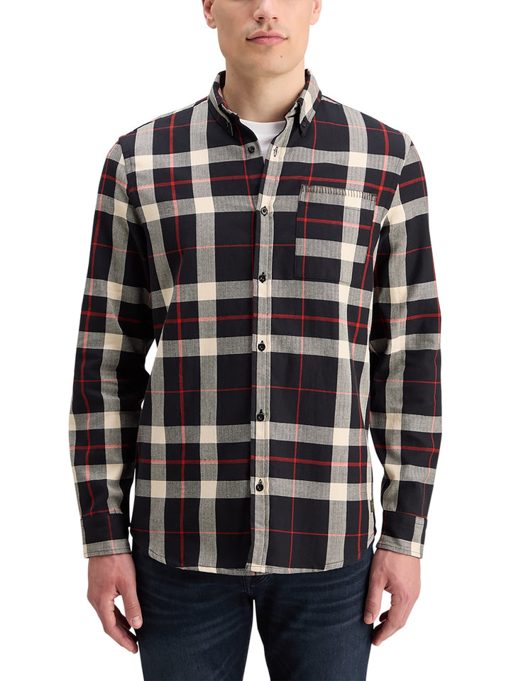 Scotch & Soda Herringbone Check Shirt in Black Check | Buster McGee