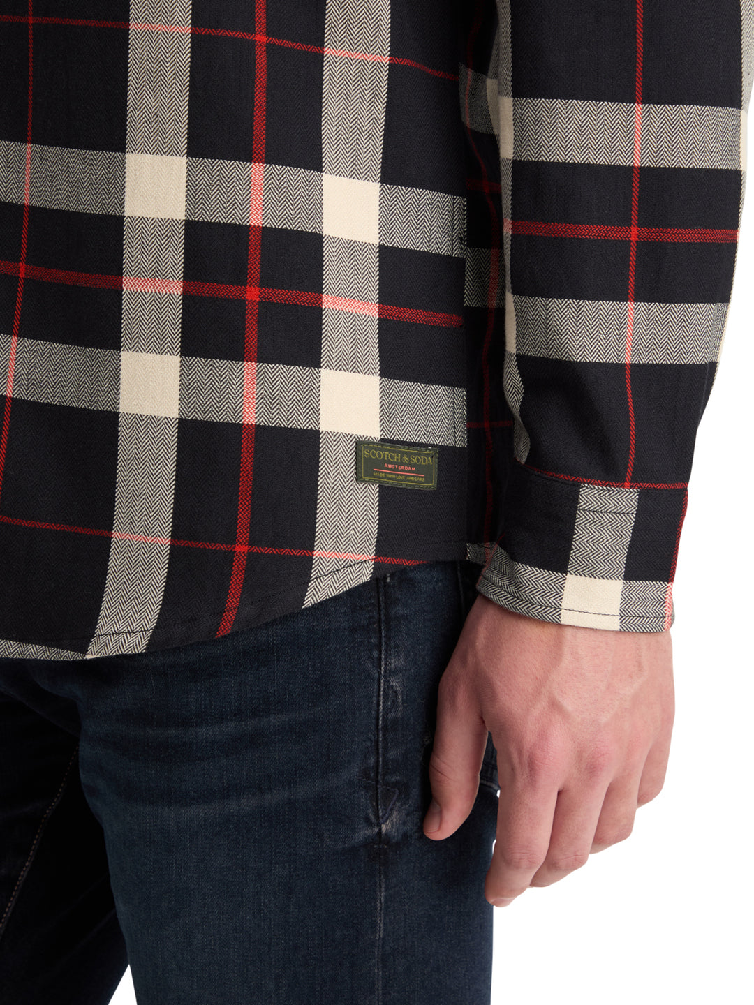 Scotch & Soda Herringbone Check Shirt in Black Check | Buster McGee
