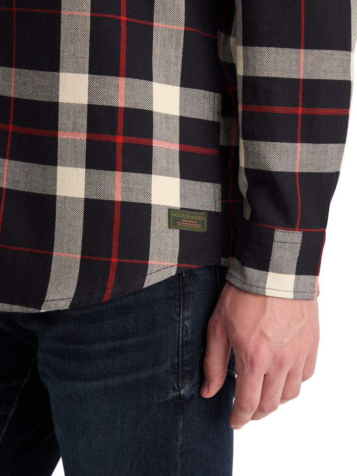 Scotch & Soda Herringbone Check Shirt in Black Check | Buster McGee