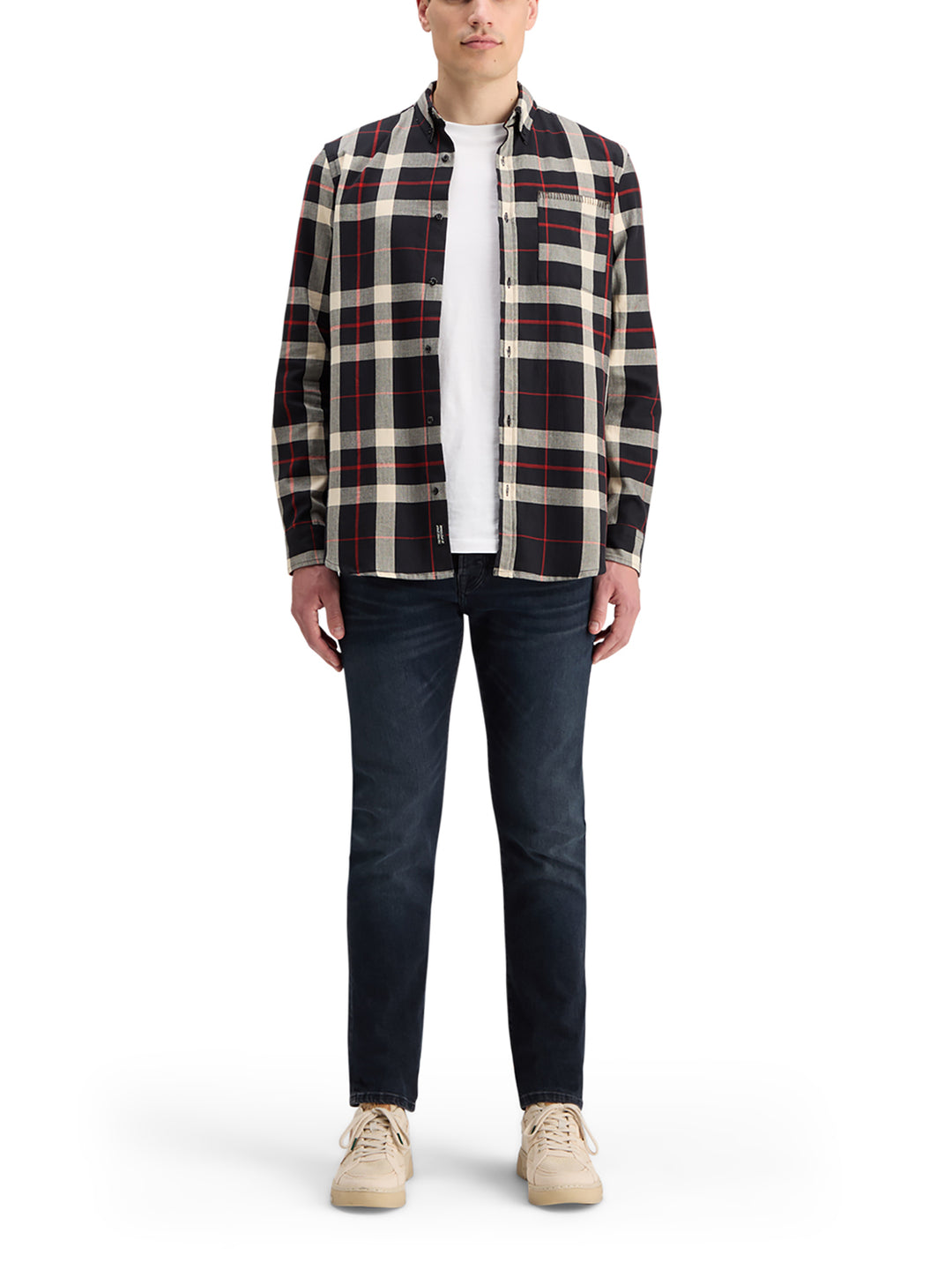 Scotch & Soda Herringbone Check Shirt in Black Check | Buster McGee