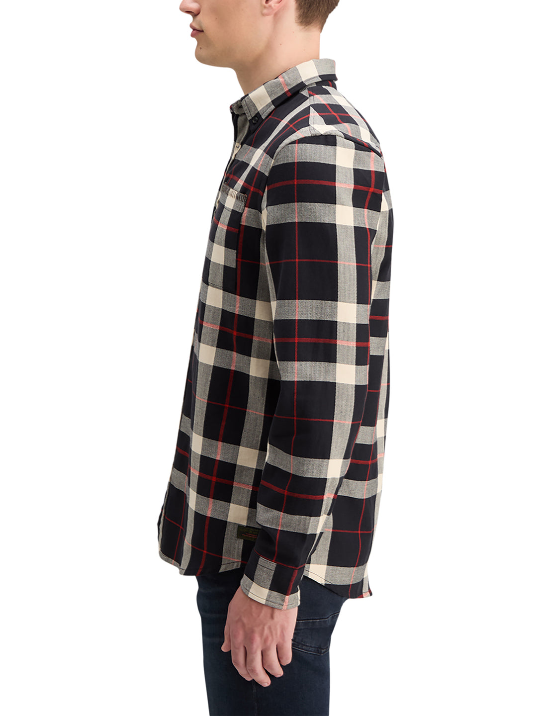 Scotch & Soda Herringbone Check Shirt in Black Check | Buster McGee
