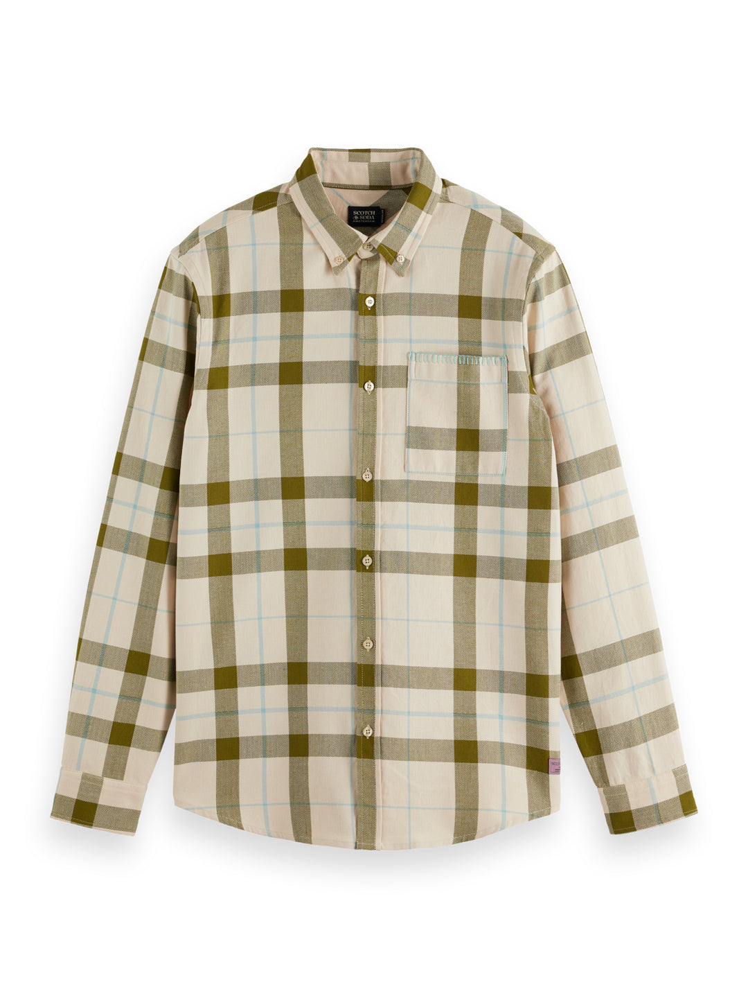Scotch & Soda Herringbone Check Shirt in Beige Check | Buster McGee