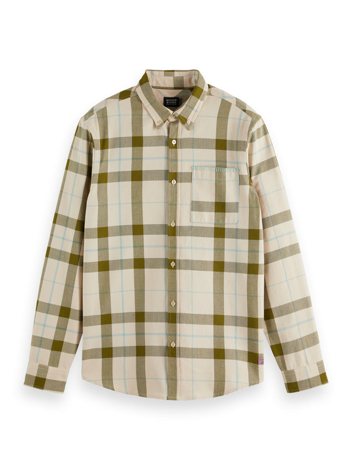 Scotch & Soda Herringbone Check Shirt in Beige Check | Buster McGee