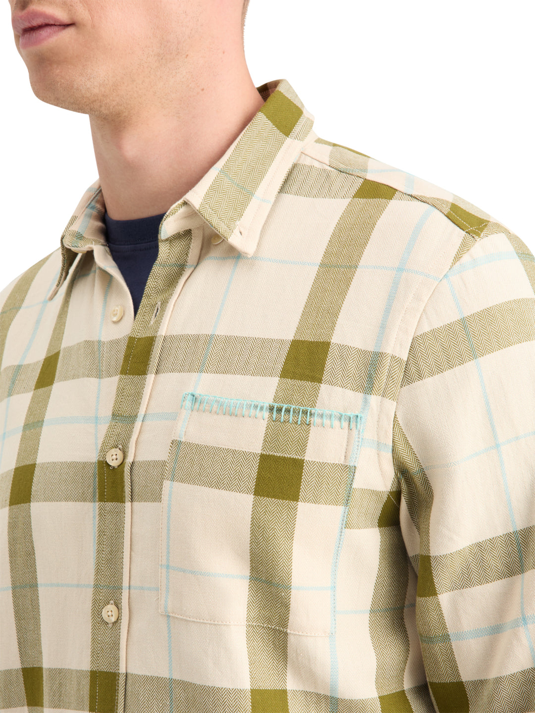 Scotch & Soda Herringbone Check Shirt in Beige Check | Buster McGee