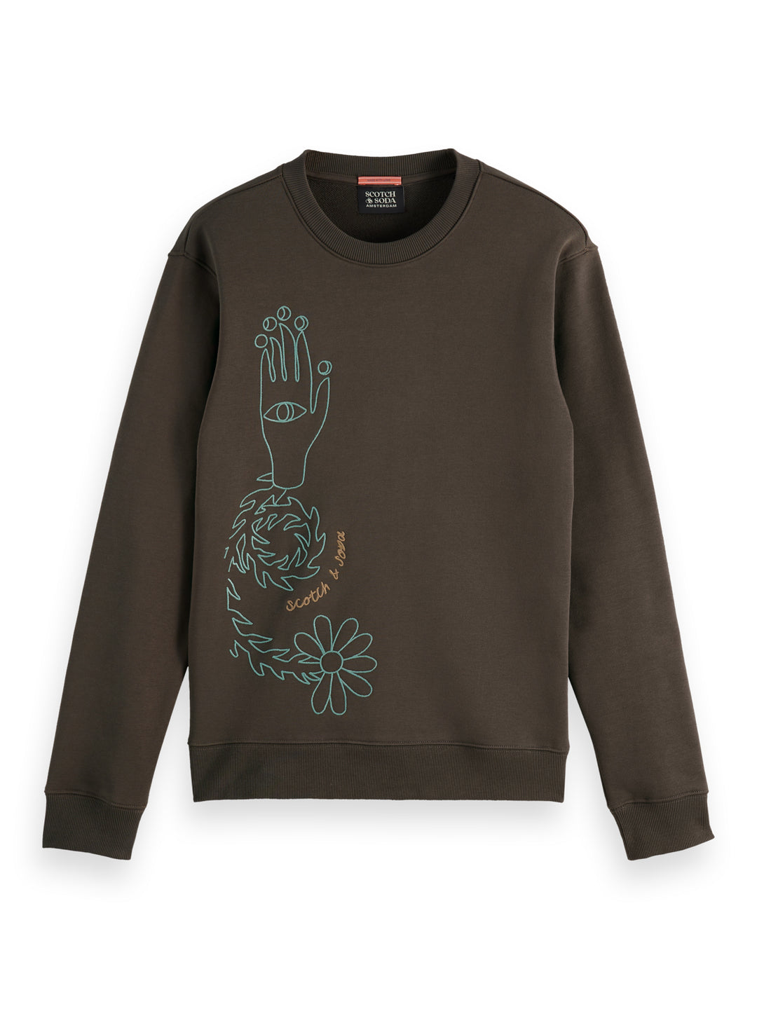 Scotch & Soda Embroidered Sweatshirt in Coffee | Buster McGee