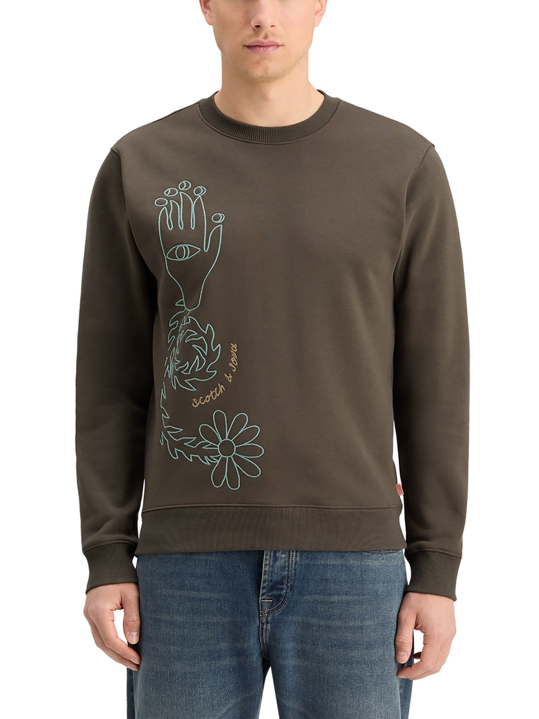 Scotch & Soda Embroidered Sweatshirt in Coffee | Buster McGee