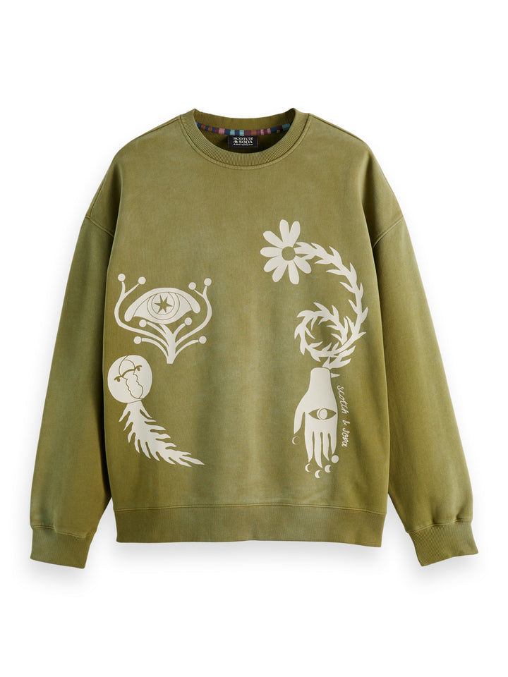Scotch & Soda Garment Dyed Art Sweatshirt Moss Green | Buster McGee