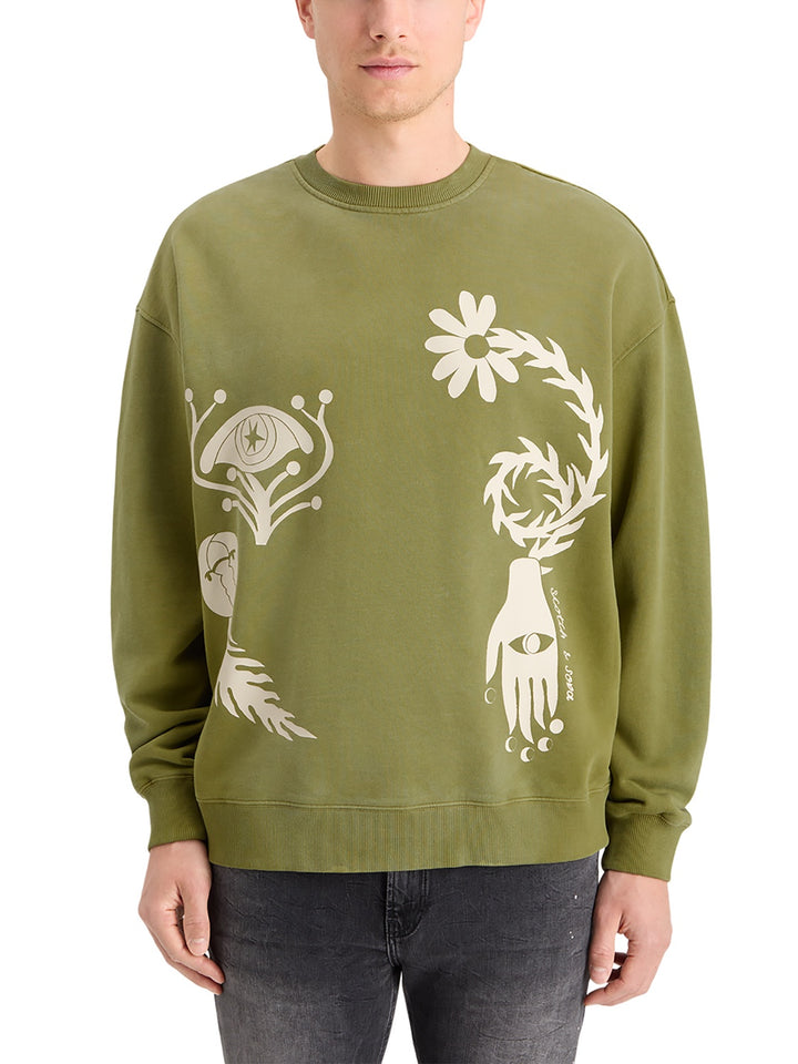 Scotch & Soda Garment Dyed Art Sweatshirt Moss Green | Buster McGee