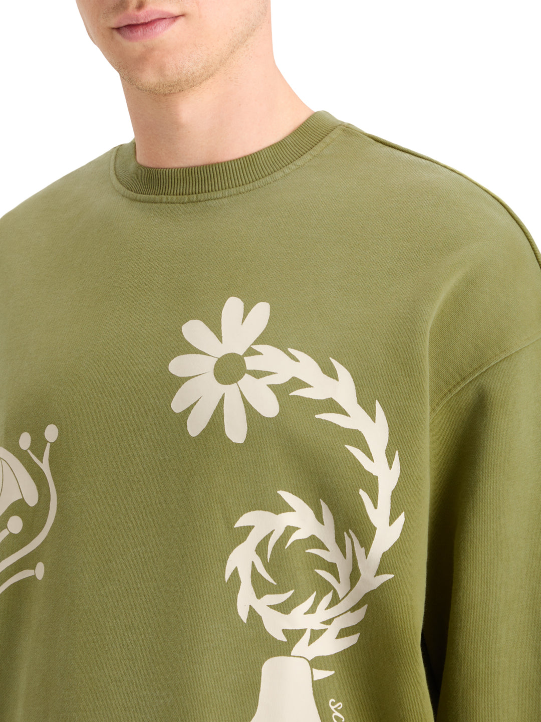 Scotch & Soda Garment Dyed Art Sweatshirt Moss Green | Buster McGee