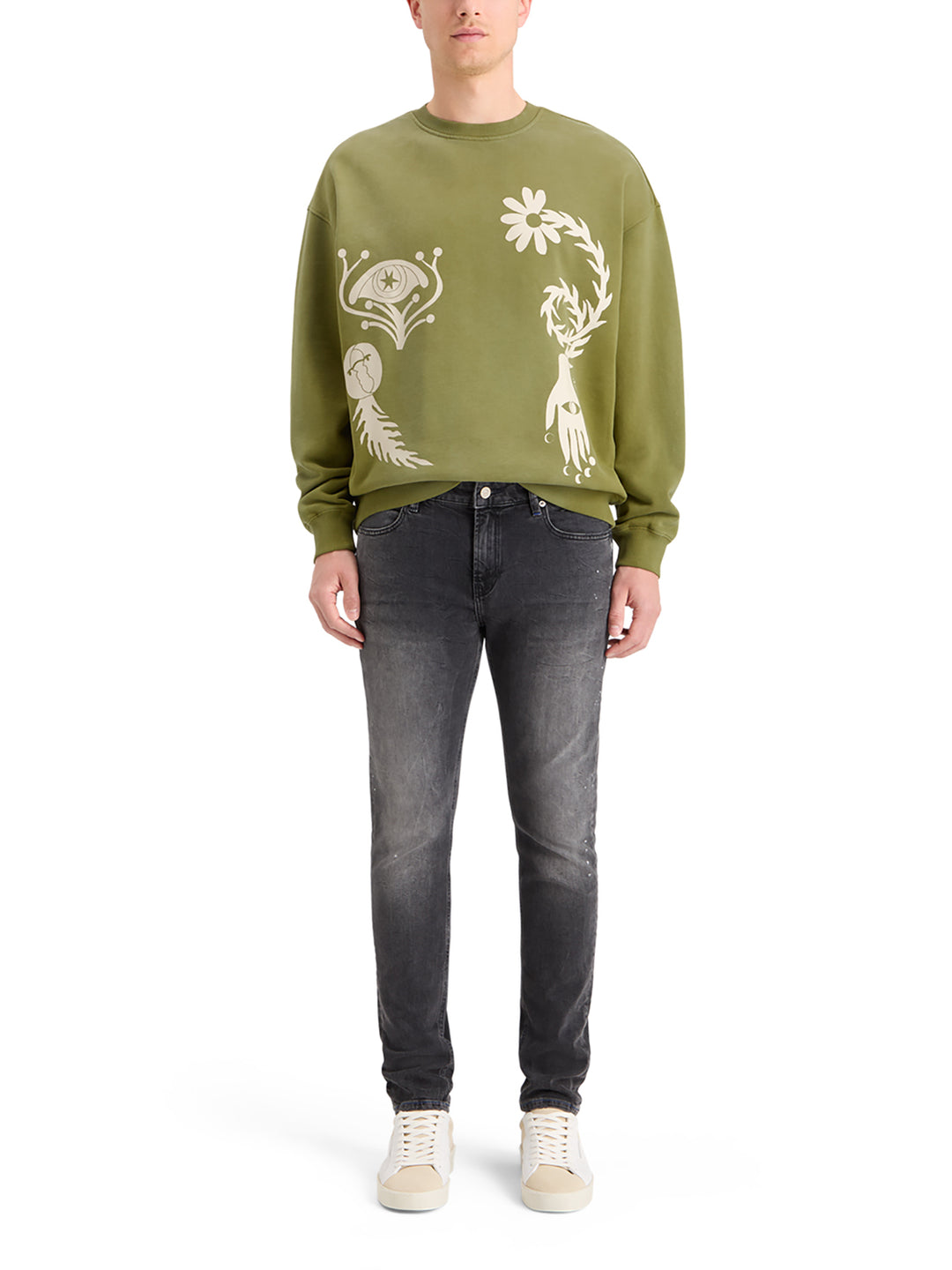 Scotch & Soda Garment Dyed Art Sweatshirt Moss Green | Buster McGee