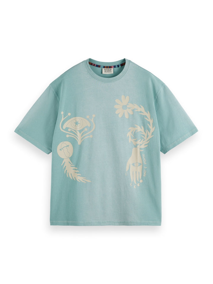 Scotch & Soda Garment Dyed Artwork Tee in Pacific Blue | Buster McGee