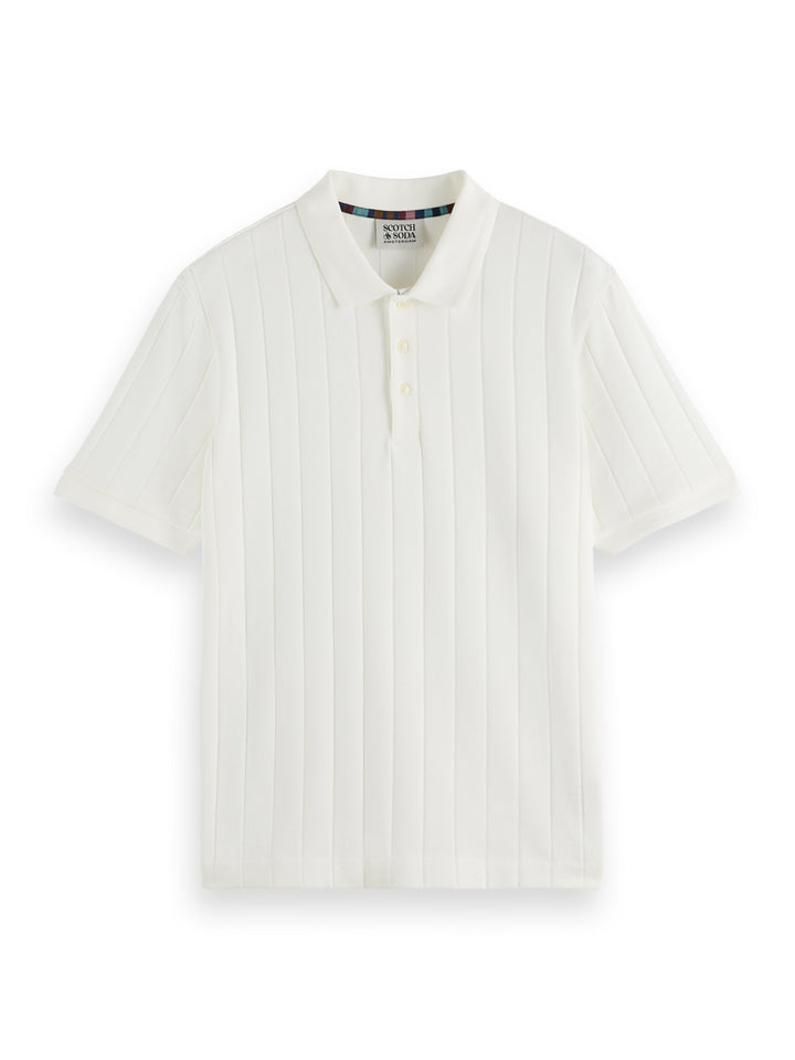 Scotch & Soda Rib Knitted Polo in Swan | Buster McGee