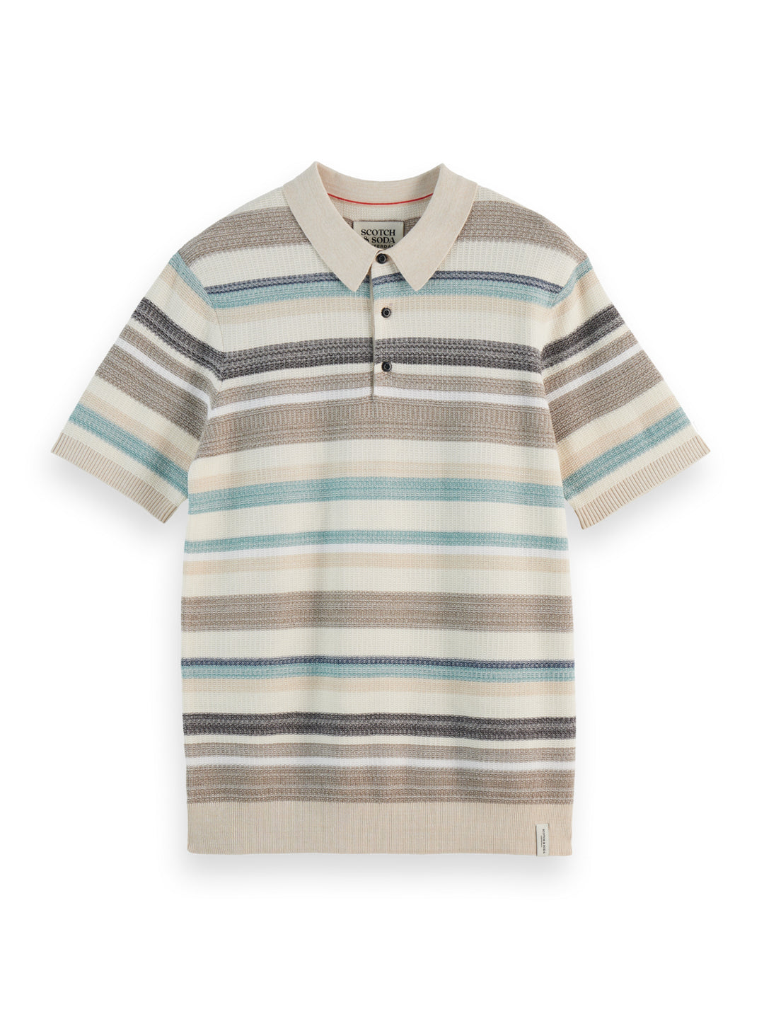 Scotch & Soda Structured Knitted Polo in Multi Stripe | Buster McGee