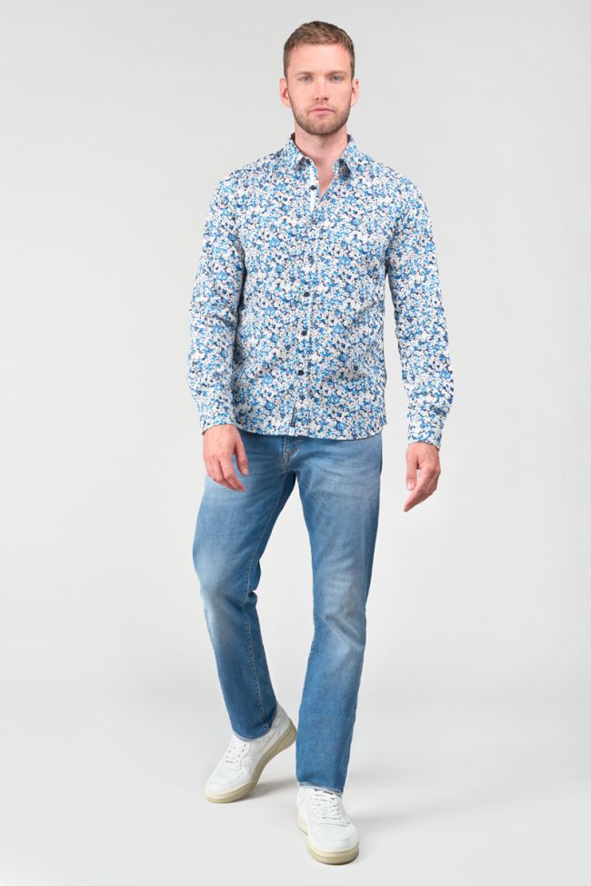 Arias Blue Floral Print Longsleeve Shirt in Peacoat | Buster McGee