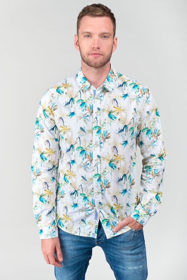 Orel Palm Print Longsleeve Shirt in White | Buster McGee Daylesford