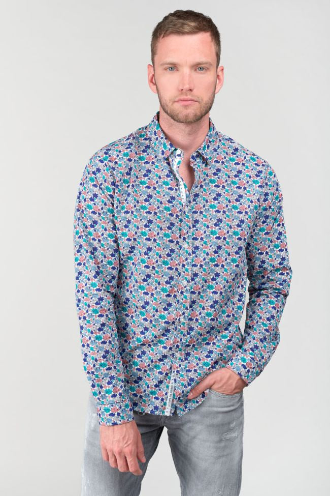 Rubis Leaf Pattern Longsleeve Shirt in White | Buster McGee