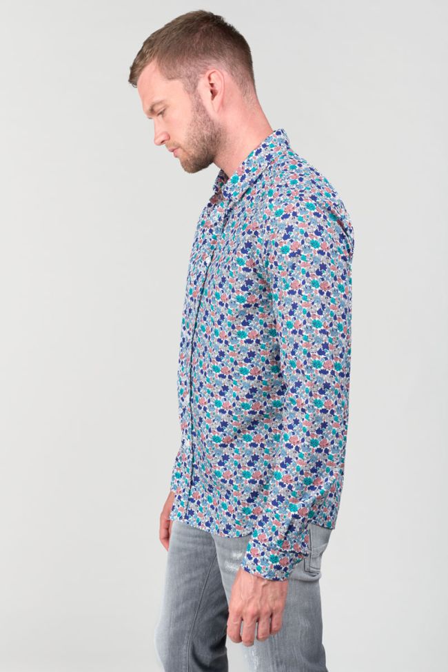 Rubis Leaf Pattern Longsleeve Shirt in White | Buster McGee