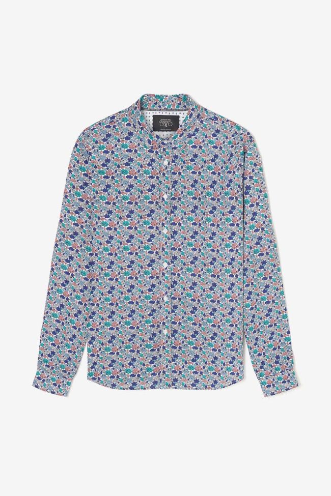 Rubis Leaf Pattern Longsleeve Shirt in White | Buster McGee