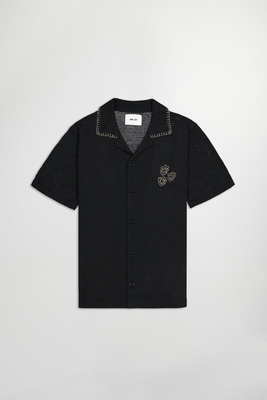 NN07 Henry SS 6565 Bowling Shirt in Black | Buster McGee