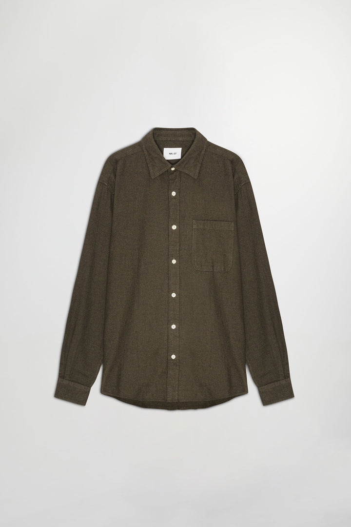 NN07 Deon 5465 Cotton Shirt in Dark Army | Buster McGee