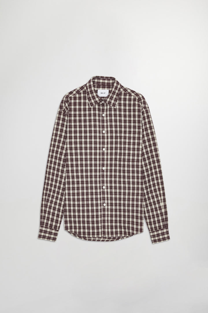 NN07 Deon 5465 Cotton Shirt in Wine Check | Buster McGee