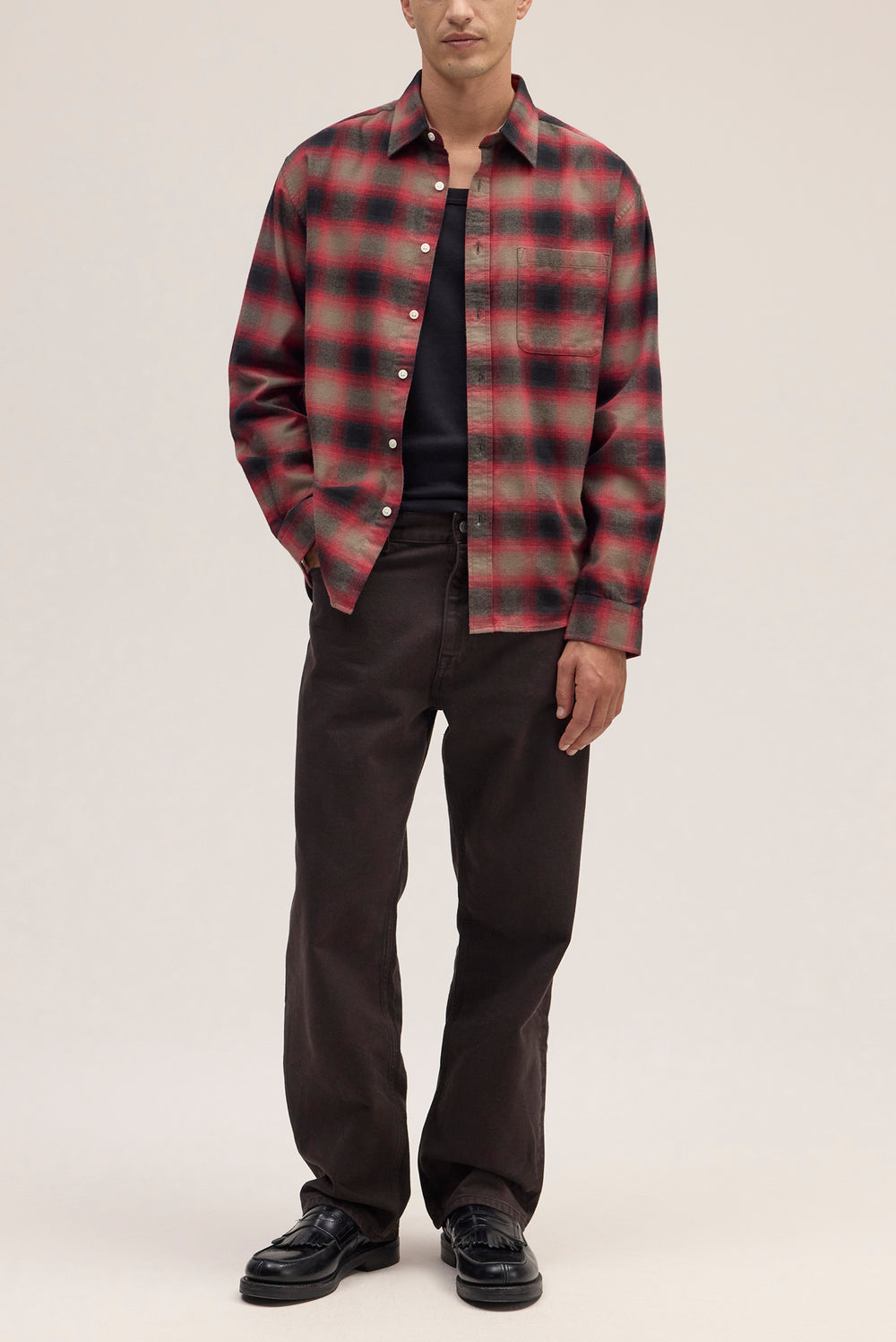 NN07 Deon 5465 Cotton Shirt in Red Check | Buster McGee