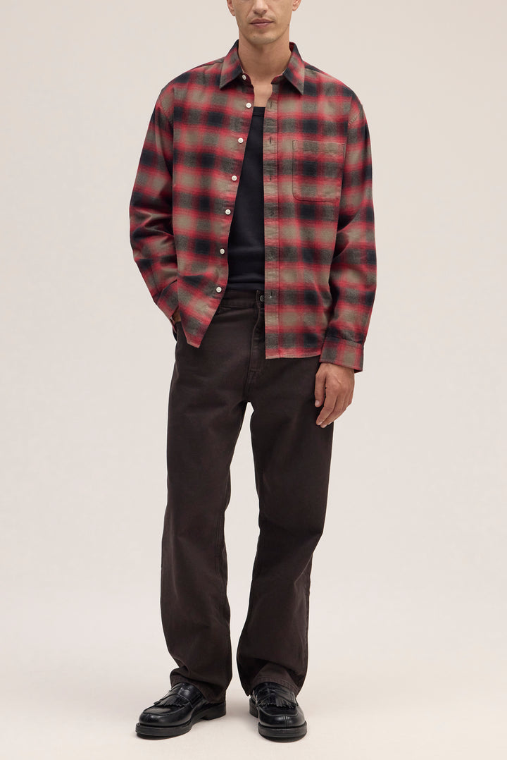 NN07 Deon 5465 Cotton Shirt in Red Check | Buster McGee