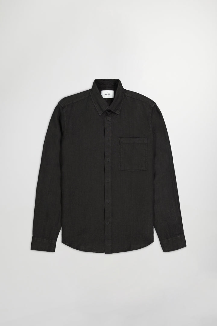 NN07 Arne BD 5706 Long sleeve Linen Shirt in Black | Buster McGee