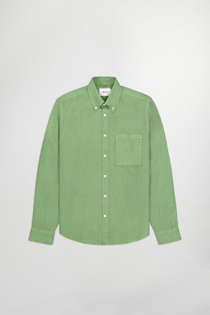 NN07 Arne BD 5706 Longsleeve Linen Shirt in Hedge Green | Buster McGee