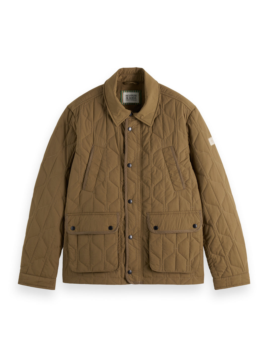 Scotch & Soda  Geometric Quilted Jacket in Golden Brown | Buster McGee