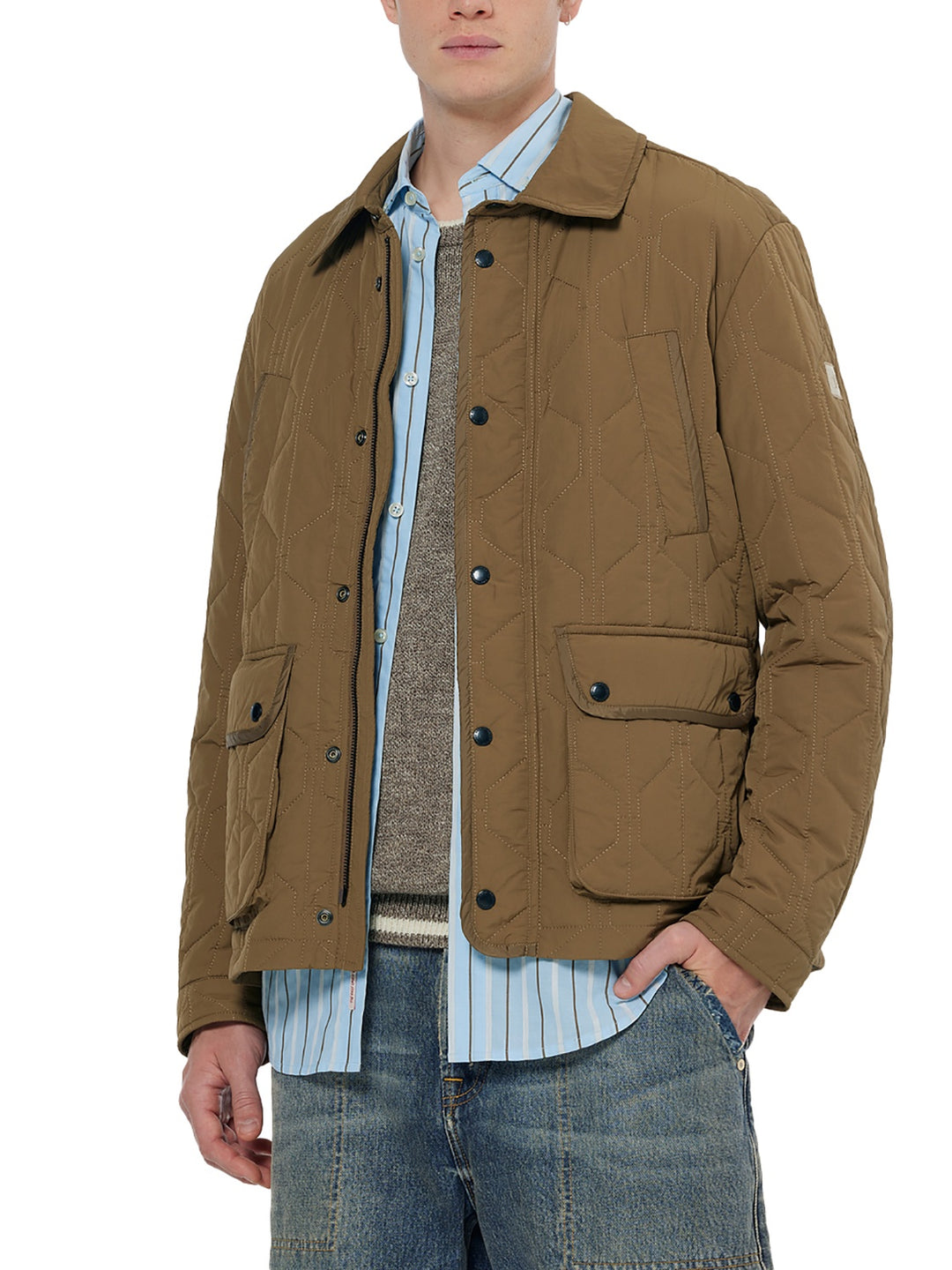 Scotch & Soda  Geometric Quilted Jacket in Golden Brown | Buster McGee