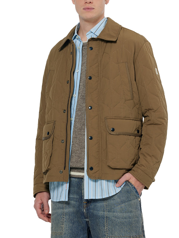 Scotch & Soda  Geometric Quilted Jacket in Golden Brown | Buster McGee