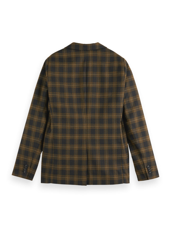 Single Breast Yarn Dyed Blazer in Golden Brown Check | Buster McGee